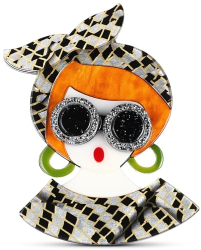Outanaya Broche Fille Forme de Petite Fille Acétate Acrylique Épingle Décorative pour Vêtements Chapeaux et Châle Accessoire pour Femme