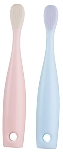 Gatuida 2stücke Babyzahnbürste mit Borstendesign für Effektive Reinigung Zahnpflege für Junge Mädchen Material für Mundhygiene und Unterwegs Griff für Kleine Hände