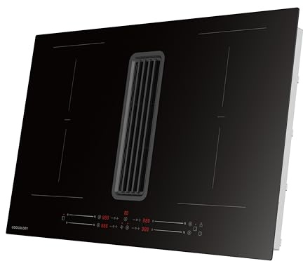 Cookology 80cm Donwndraft Induction Hob - 4 Zone - A Energy Rated | 7400W - Built-in Extractor Fan - Ducting Kit Included - 57dB