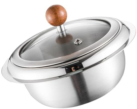 VICASKY Stainless Steel Korean Soup Pot for Egg Custard and Bibimbap, Induction Cooker Pot with Lid, Locks in Moisture and Nutrients, Easy to Clean, Suitable for Traditional