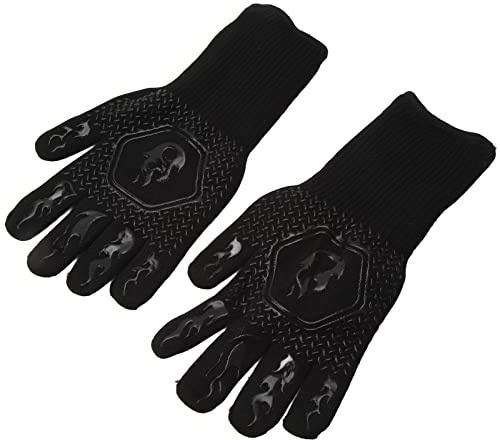 Aumotop Grillhandschuhe, Schwarze Feuerfeste, 800 ℃ Hitzebeständig, Doppelseitiges Silikon, Große Grillhandschuhe Zum Kochen Im Ofen, Grillen