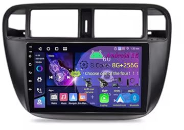 9 Zoll Doppel Din Android 15 Autoradio,für Honda Civic EJ EK EM 1995-2001,mit CarPlay Rückfahrkamera Lenkradsteuerung Bluetooth GPS Navigation FM Digitalradio WiFi(C1 2+32G)