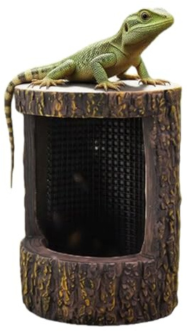 Futterkäfig für Reptilien, Anti-Ausbruch-Futterschale, künstliches Baumstumpf-Design, Reptilienzubehör mit Haken, für kleine Haustiere, Eidechsen, Geckos, Frösche, Terrarium