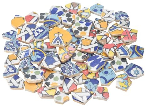 sourcing map Irregular Ceramic Mosaic Tiles, 500g/1.1lb Broken Porcelain Mosaic Tiles Bulk Irregular Glazed for DIY Art Craft Making Home Decor, Multicolor