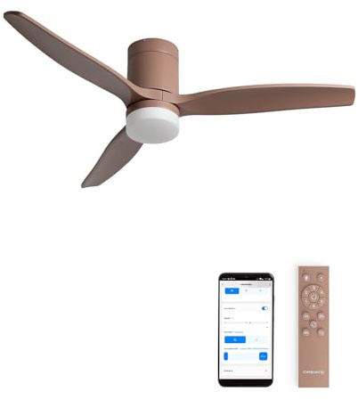 CREATE / WINDCALM M/Ventilatore da soffitto ABS con luce moka con Wifi e telecomando / 40W, Silenzioso, Ø132 cm, 6 velocità, 3 temperature di luce, temporizzatore, funzione estate-inverno
