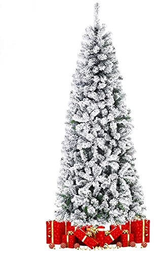 Bakaji Albero di Natale INNEVATO Bianco 210 cm Ecologico, Base a Croce in ferro, 668 Rami apertura ad ombrello, Aghi Anti Caduta, Foltissimo