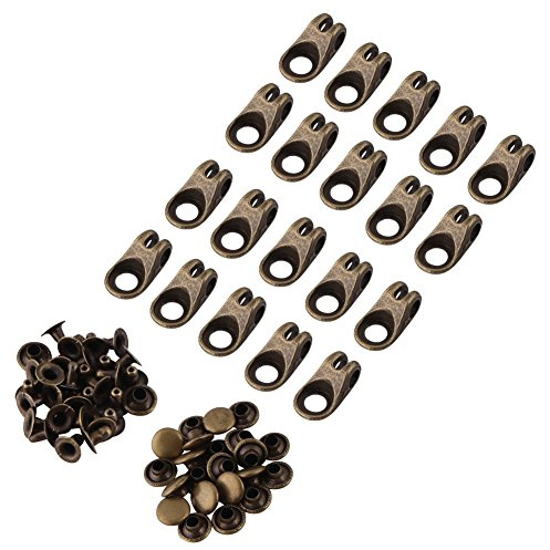 Walfront 20 Sets Schnürsenkel Haken mit Nieten, Legierung Schnürsenkel Schnallen für Klettern Wanderschuhe Arbeit Outdoor Bergschuhe, Gold, Bronze, Grau Optional