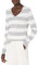 Amazon Essentials Damen Regular-Fit Leichter Langarm-Pullover V-Ausschnitt (In Übergröße Erhältlich), Hellgrau Meliert Weiß Rugby-streifen, M