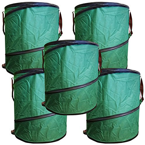 StyleKiste 5X Gartenabfalltonne Pop Up Faltbarer Gartensack 160 Liter Laubsack Maxi Set aus stabilen Oxford Nylon bis 50 Kilo
