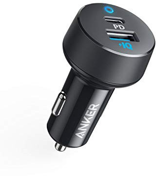 Anker USB C Auto Ladegerät Power Drive PD 2 30W 2-Port Type C Kfz Ladegerät mit 18W Power Delivery für MacBook Pro/Air 2018,iPad Pro 2018 und 12W PowerIQ für iPhone XS/Max/XR/X,Samsung S10/S9/S9+ usw.