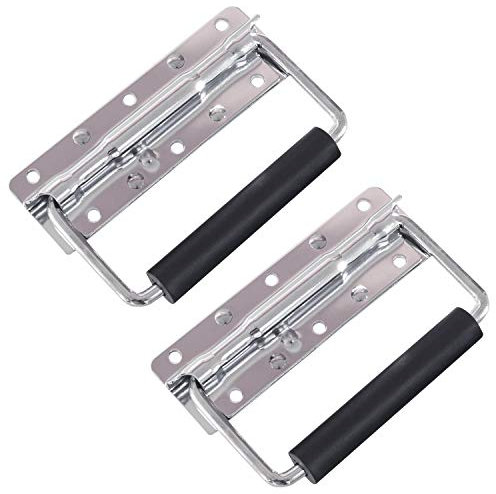 HMF 14990-09 Klappgriff für Kisten | 2er Set | Gefedert | 12,5 x 4 cm | Silber verzinkt