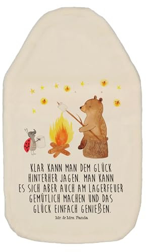Mr. & Mrs. Panda Wärmflasche Bär & Marienkäfer Lagerfeuer - Geschenk, Wärmekissen, Teddy, Bettflasche, Wärmflaschenbezug, Teddybär,