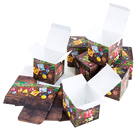 Logbuch-Verlag 10 kleine Geschenkboxen Weihnachten Geschenkschachtel bunt Verpackung 7 x 7 cm Box Schachtel für Mitarbeiter give-away