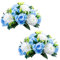 2 Pezzi Fiori Artificiali, Rose Plastica a 15 Teste con Base, Adatte per Centrotavola Matrimonio del Nostro Negozio Fioriera per Decorazioni per la Casa di San Valentino (Blu&Bianco)