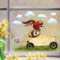 Wandtattoo Loft Fensterbilder Frühling Selbstklebend Hase im Seifenkiste Motiv, rot – A3 Bogen, Wiederverwendbar – Deko Frühling, Frühlingsbild Fenster, Fensterdeko Frühling, Fensterbild Ostern
