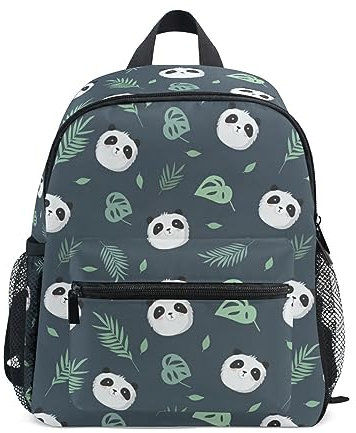 Junge Mädchen Kinderrucksack Kindergarten, Süße Panda-Pflanzenblätter Lässig Mini Backpack Büchertasche mit Brustgurt