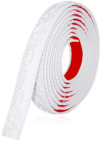 NeatiEase Wallpaper Border,Flexible Molding Trim Self Adhesive, 3.6 cm (W) x 5 m (L) Peel and Waterproof Stick Crown Molding Ceiling Molding, Wall Trim for Home Decor (White)