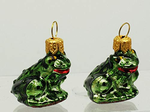 condecoro Frosch Christbaumschmuck Froschkönig 2er Set - Mundgeblasenes Glas - Weihnachten