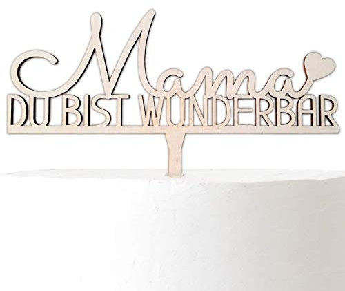 Suzu Papers Cake Topper Mama du bist wunderbar - Mama Tortendeko zum Geburtstag & Muttertag - Kuchen Topper Mama – Torten Deko Muttertag Topper