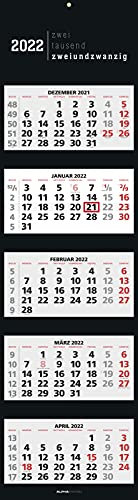 5-Monatskalender Black 2022 - Büro-Kalender 33x120 (geöffnet) - faltbar - mit Datumsschieber - Alpha Edition