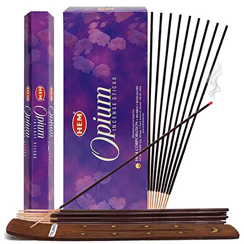 Lot de bâtons d'encens Opium et porte-encens en forme d'ourlet