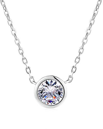 Emmie Jewelry Damen Halskette in Weißen, Funkelnden Kristall Silber, Gold und Rose | Halskette mit Zirkonia 18K Vergoldung für Frauen & Mädchen mit Stein | Kette Schmuck mit Verlängerung