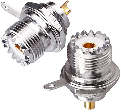 TUOLNK UHF SO239 cloison Femelle Panneau Montage sur châssis Bride à souder Tasse PL259 RF connecteur coaxial Adaptateur d'antenne coaxiale Pack de 2
