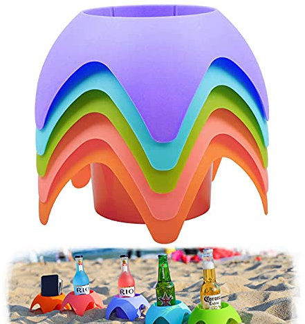 Strand-Zubehör für Urlaub, Beach Gear Strand-Becherhalter (mehrfarbig, 5 Stück)