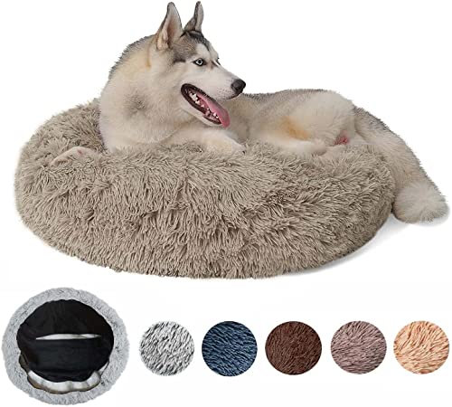 Zoomlie XXL Hundebett Orthopädisch Waschbar Rund Haustierbett Für Große Grosse Mittelgroße Hunde XL Hundesofa Antistress Waschbar Kuschelig Hundekissen Memory Foam Hoch Oval Donut Labrador Hundehöhle