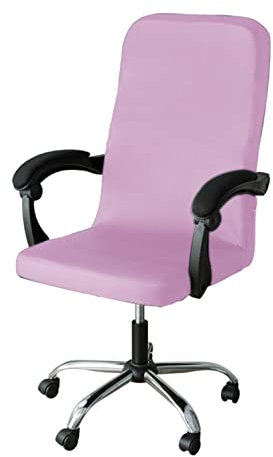 GUYIRT Housse De Chaise De Bureau Universel Lavable Housse De Fauteuil De Bureau Anti-poussière Extensible Housse De Fauteuil Rotatif Housse De Chaise De Bureau -Rose Clair-Petit