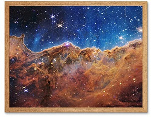 Artery8 NASA James Webb Space Telescope Cosmic Cliffs in the Carina Nebula NGC 3372 NIRCam Image Art Print Framed Poster Wall Decor 12x16 inch