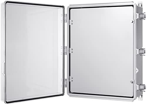Gratury Junction Box, IP67 Waterproof Plastic Enclosure for Electrical Project, Hinged Transparent Cover, Includes Inner Door, Mounting Plate and Wall Bracket 510×410×200mm (20×16.1×7.9 TC-D)