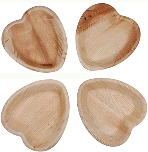 Best House Palm Leaf Plates Heart Shape Compostable Biodegradable and Eco-Friendly Palm Leaf Plates 6.5 Inch for Weddings, Parties and Events (Pack of 20)