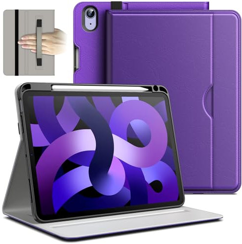 JETech Funda para iPad Air 11 Pulgadas M3/M2 (2025/2024), iPad Air 5/4 (10,9 Pulgadas, 2022/2020 Modelo, 5.ª/4.ª), PU Cuero Folio Tableta Cover Carcasa con Portalápiz & Bolsillo (Morado Oscuro)