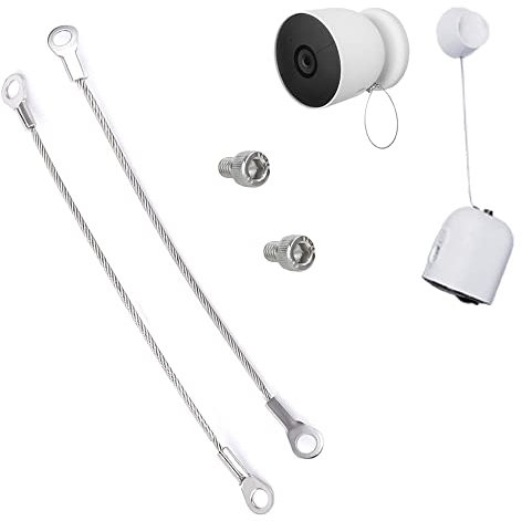 VVHOOY Anti-Drop-Sicherheitskette, kompatibel mit Google Nest Cam (Akku)/Arlo Pro 4 3 Ultra 2/Simplisafe Outdoor/Noorio B200 Wireless, Sicherheitskabel mit Anti-Diebstahl-Schrauben, 2 Stück