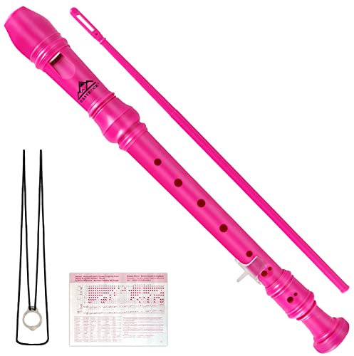 EastRock Flauto Dolce Soprano C Key Recorder Strumento tedesco a 3 pezzi per principiante Studente Rosa Rossa