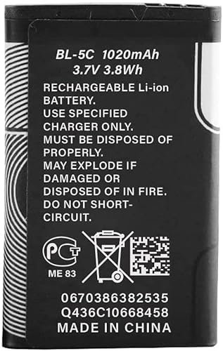 BL-5C Battery,1020mAh 3.7V Rechargeable Battery Suitable for Nokia,Household Radio with Current Protection,Loudspeaker Box