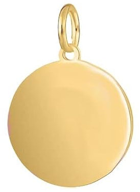 585 Gold Anhänger Rund Gravurplatte Medaillen 14K Echt Gelbgold Kettenanhänger fur Damen