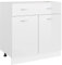 BULANED Schubunterschrank, Küchenunterschrank, Küchenschränke, Küchenmöbel, Unterschrank, Kitchen Furniture, Hochglanz-Weiß 80x46x81,5 cm Spanplatte