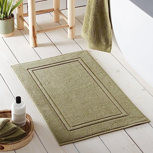 Drift Home - Tapis de Bain Kaki (50 x 80 cm) - Doux et Absorbant - Premium 550GSM - Coton Durable Recyclé - Lavable - Vert