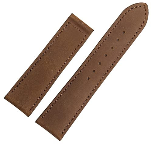 TINTAG Echtes Leder Uhrenarmband Für Hamilton Kaqi Feld Luftfahrt Frosted Faltschließe Uhr Kette 20mm 22mm Armband, 22 mm, Achat