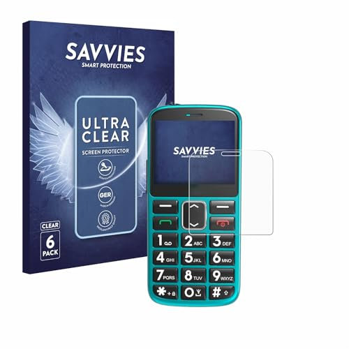 Savvies 6 Stück Schutzfolie für Uleway Seniorenhandy Displayschutz-Folie Ultra-Transparent