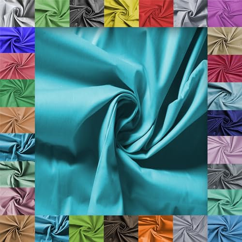 Stoff Virginia Tex, Meterware, Baumwollstoff 100%, große Breite 240 cm, Baumwollstoff 100% Oeko -Tex Standard 100 Unifarben zum Nähen (Türkis 34, 100 cm)