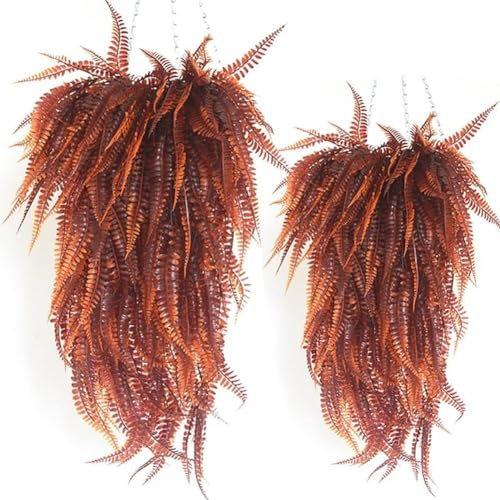 HXSCOO 2 stücke Simulation Farn Gras Grüne Pflanze Künstliche Farn Persische Blätter Blume Wohnkultur Kunst DIY Ornament Raum Dekoration (Color : Rot)