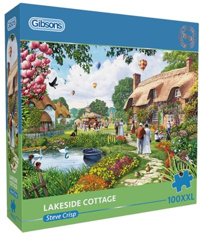 Lakeside Cottage 100XXL Teile Puzzle, Nostalgisches Puzzle, nachhaltiges Puzzle für Erwachsene, 100% recyceltes Premium-Karton, tolles Geschenk für Erwachsene, Gibsons Games