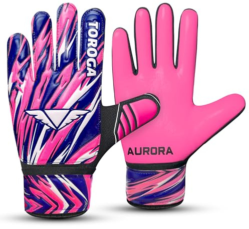 TOROGA Gants de Gardien de But pour Enfants – Gants de Gardien de But de Football pour garçons, Enfants et Adolescents, avec Prise Solide (Rose, 3)
