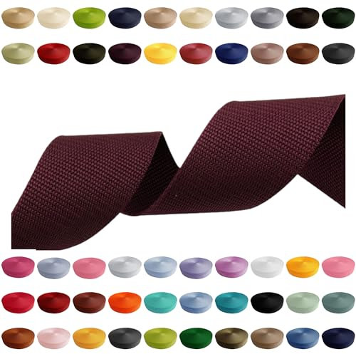 Gurtband 2m 5m 10m 50m, 50 Farben, Breite 10mm 15mm 20mm 25mm 30mm 40mm 50 mm Taschengurt Polypropylen Ideal für DIY-Projekte, Handarbeiten & Outdoor (174) Pflaume, 30mm x 2m