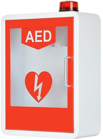 AED-Defibrillator-Aufbewahrungsschrank, wandmontiert, mit Licht- und Alarmsystem, Doppelschaltersteuerung, Erste-Hilfe-Koffer, passend für die meisten AED-Modelle, für das Heimbüro
