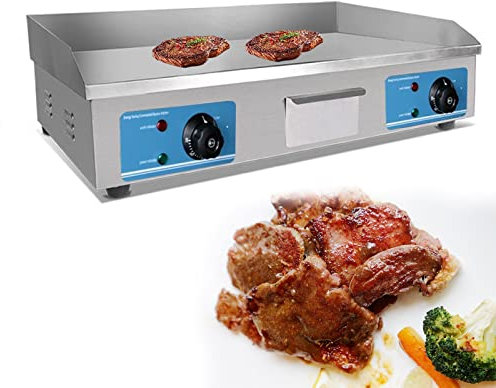 Plancha Eléctrica Placa Calefactora Plana Para Encimera Comercial, Superficie De Cocción Mejorada De 10 Mm De Espesor, Parrilla Para Barbacoa, Freidora De Huevos Con Tocino, Plancha Eléctrica Antiad