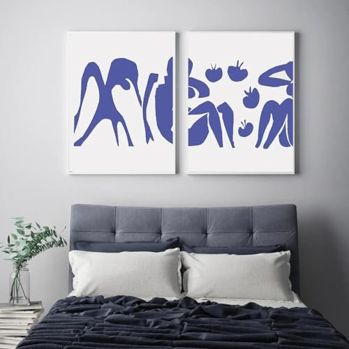 FOKTMS Blaue Akte, berühmte Kunst von Henri Matisse, Leinwandbilder an der Wand, Poster und Kunstdrucke, Bilder für Wohnzimmer, 40 x 60 cm, 3 Stück, ohne Rahmen